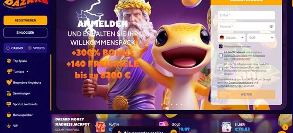 Dazard Casino Home Desktop